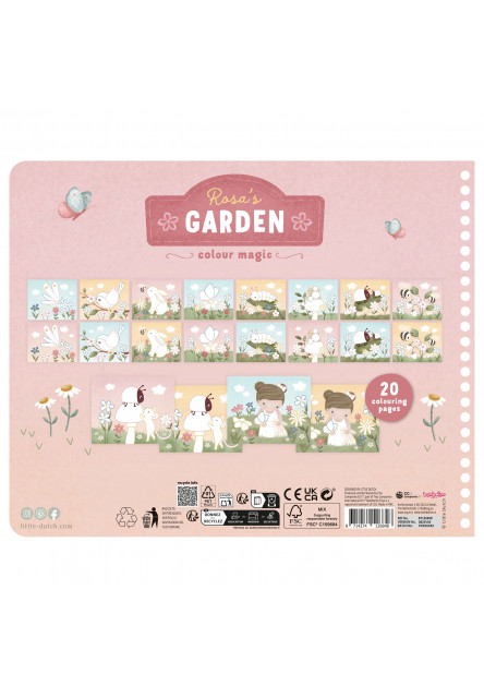 Omaľovánky s pastelkami Záhrada Rosa