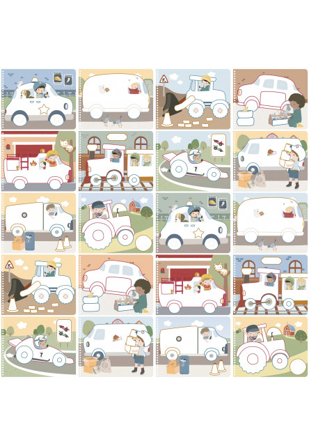 Omaľovánky s pastelkami Doprava Jim