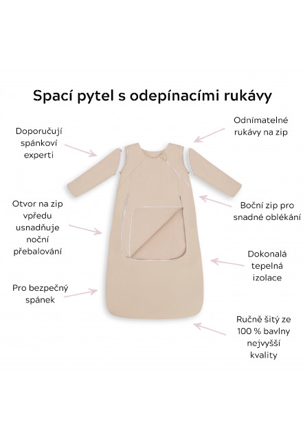 Celoroční spací pytel s odepínacími rukávy Sleepee Grey