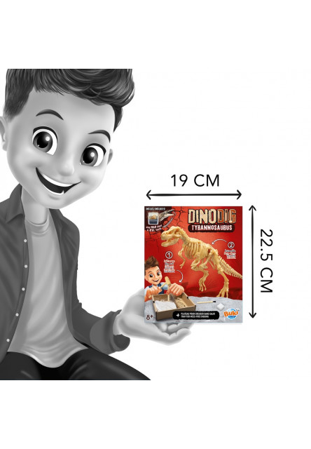 Dinodig vykopávka a kostra Tyranosaurus