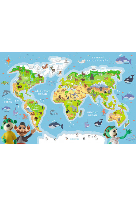 Trefl Vzdelávacie puzzle 48 dielikov - Treflíci spoznávajú zvieratá sveta CZ / Trefl