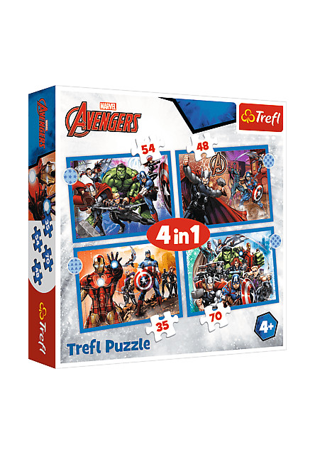 Trefl Puzzle 4v1 - Odvážni Avengeri / Disney Marvel The Avengers