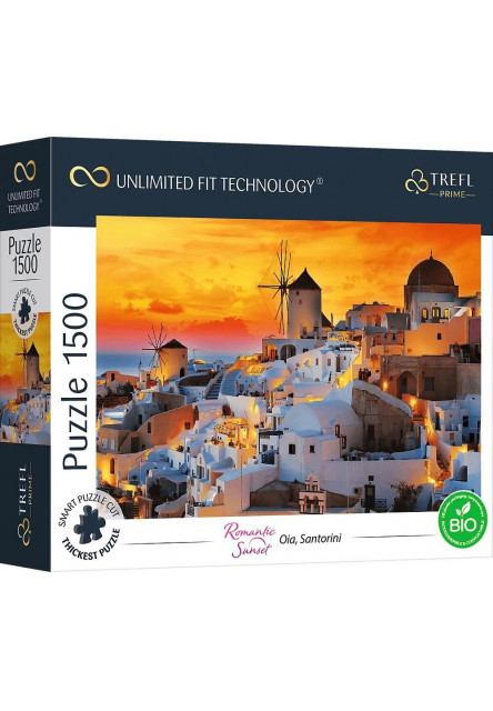 Trefl Prime puzzle 1500 UFT - Romantický západ slnka: Oia, Santorini