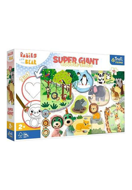 Trefl Puzzle 15 GIANT- Deti na farme / Deti a Medveď