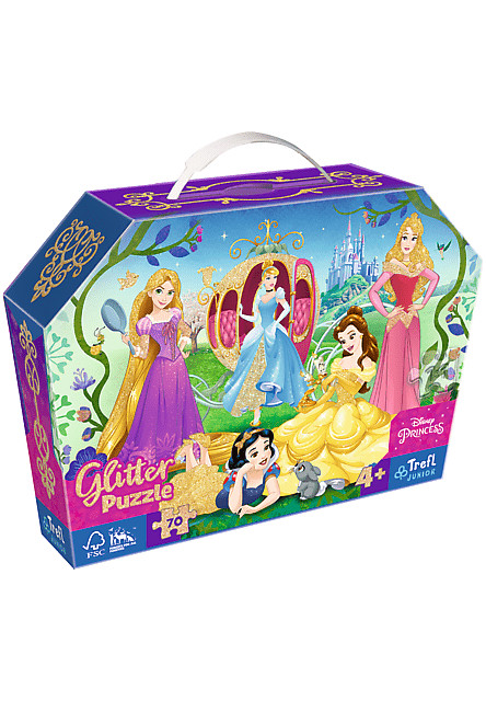 Trefl Puzzle 70 glitter v kufríku - Princezné Disney