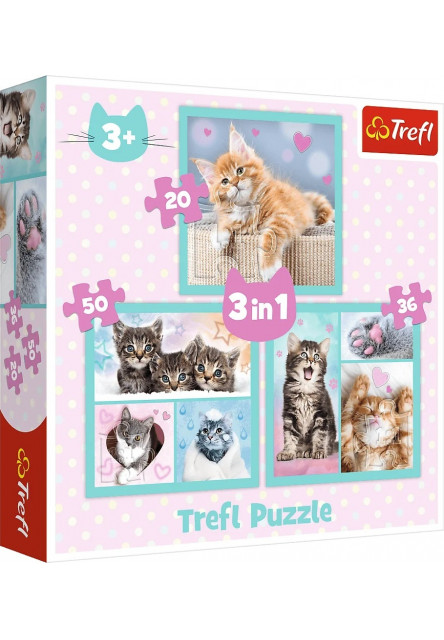 Trefl Puzzle 3v1 - Milé domáce zvieratká