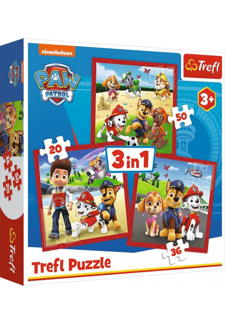 Puzzle 3v1 - Šťastní psi z Labkovej Patroly / Viacom PAW Patrol