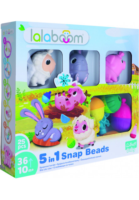 Trefl Lalaboom - Darčeková súprava spájacích korálkových blokov  Zvieracia farma - 25 ks