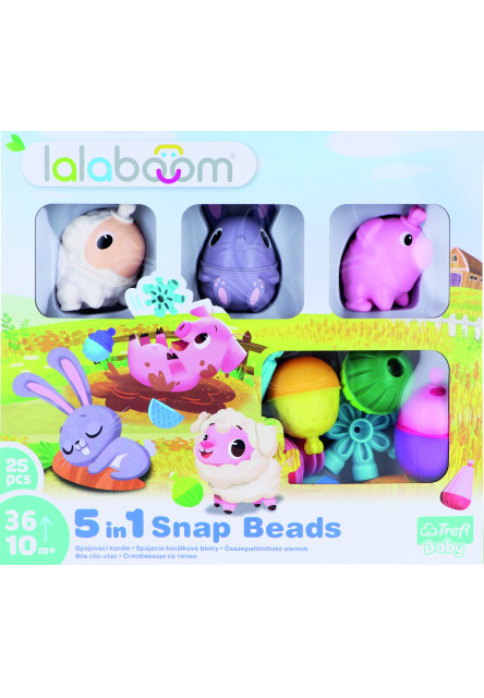 Trefl Lalaboom - Darčeková súprava spájacích korálkových blokov  Zvieracia farma - 25 ks