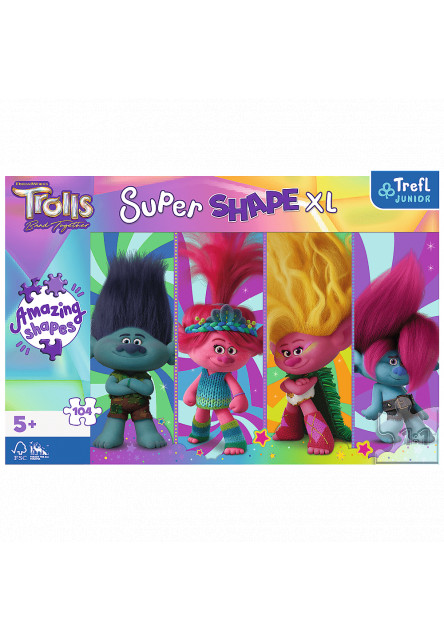 Trefl Puzzle 104 XL Super Shape - Zábava s Trollmi / Universal Trolls 3 (2023) FSC Mix 70%