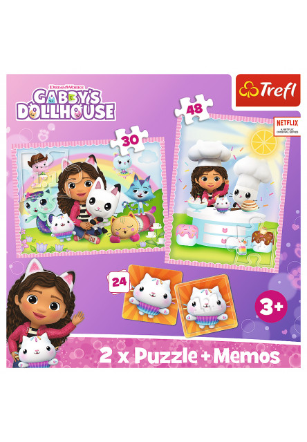 Trefl Puzzle 2v1 + pexeso - Gabby so svojou mačičkou / Gabby's Dollhouse