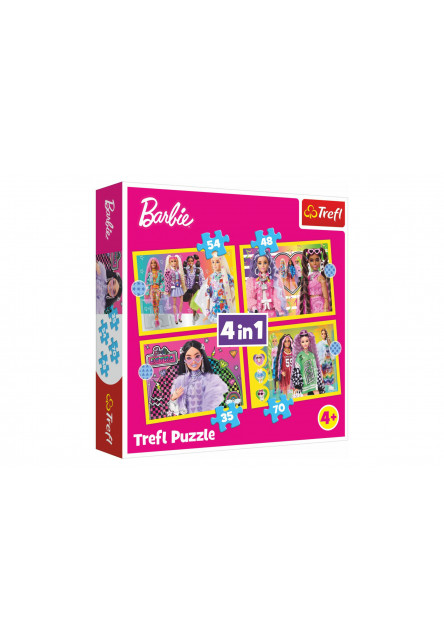 Trefl Puzzle 4v1 - Šťastný svet Barbie / Mattel, Barbie