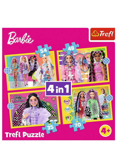 Trefl Puzzle 4v1 - Šťastný svet Barbie / Mattel, Barbie