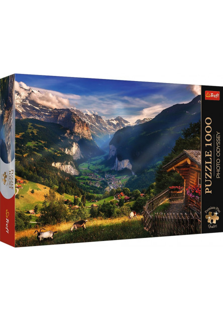 Trefl Puzzle 1000 Premium Plus - Foto Odysea: Údolie Lauterbrunnen, Švajčiarsko