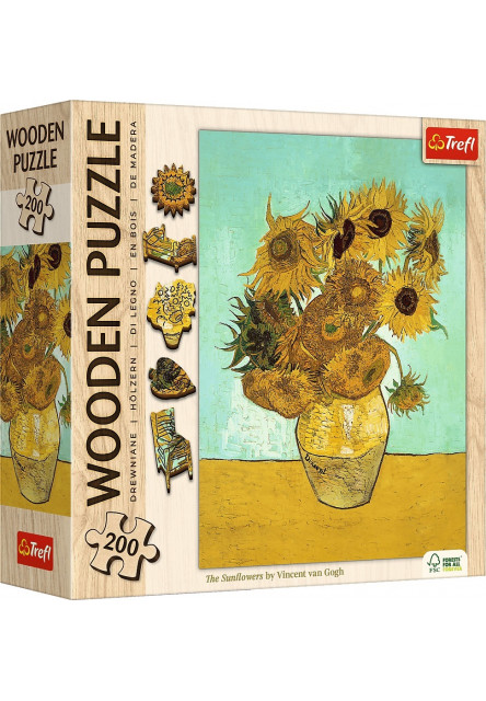 Trefl Drevené puzzle Vincent van Gogh: Slnečnice 200 Art Collection