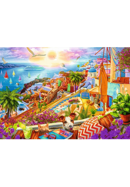 Trefl Puzzle 1000 Premium Plus Quality Tea Time Návšteva Santorini