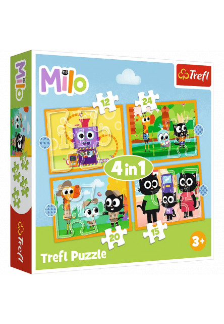 Trefl Puzzle 4v1 Milo, zoznámte sa s Milom a jeho priateľmi