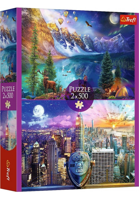 Trefl Puzzle 2 x 500 dielikov Prehliadka Ameriky