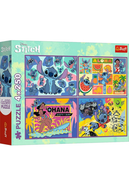 Trefl Puzzle Lilo & Stitch 4 x 250 dielikov Úžasný Stitch