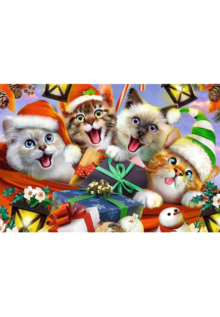 Trefl Wood Craft Origin Puzzle Vianočné mačky 501 dielov