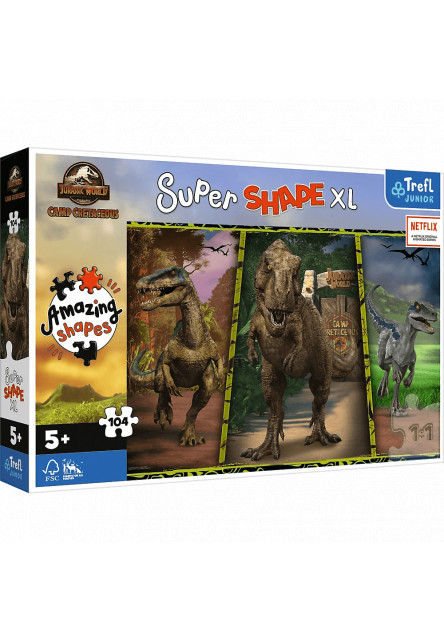 Trefl Puzzle Super Shape XL Jurský svet 104 ks. Farebné dinosaury