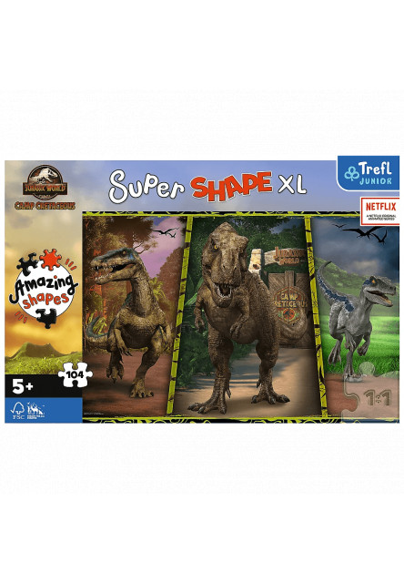 Trefl Puzzle Super Shape XL Jurský svet 104 ks. Farebné dinosaury