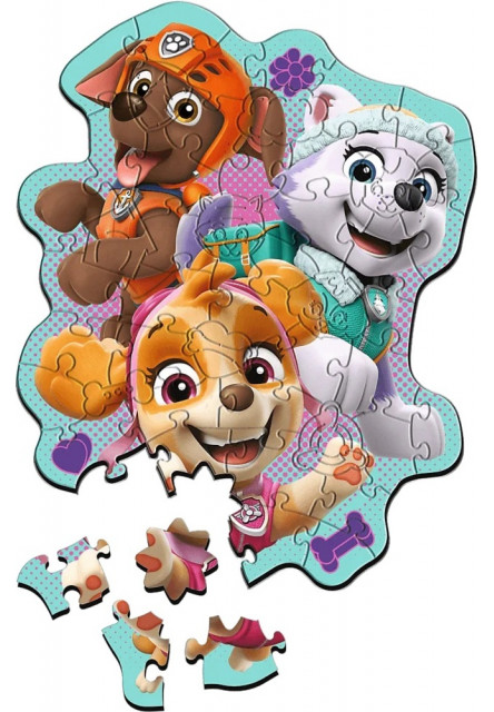 Trefl Drevené obrysové puzzle Veselá skupina psov 50 dielikov