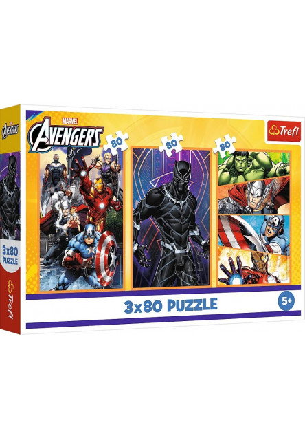 Trefl Puzzle 3 x 80 Marvel - Dni plné akcie
