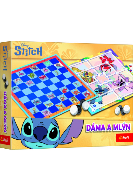 Trefl Hra Dáma a Mlyn -  Lilo & Stitch