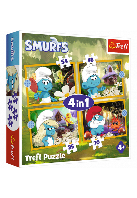 Trefl Puzzle 4v1 Život v šmolkovskej dedinke