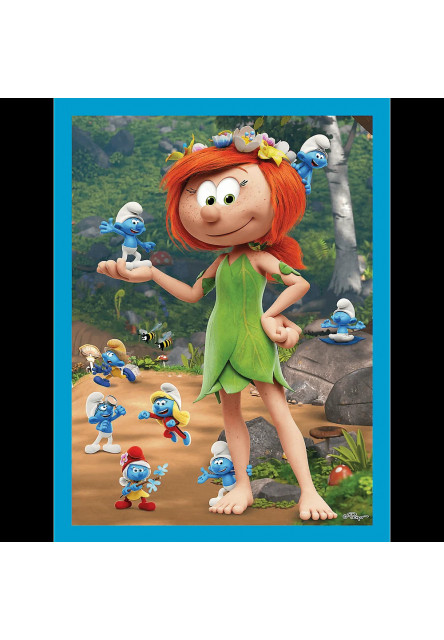 Trefl Puzzle + pexeso 2v1 Šmolkovia sa bavia