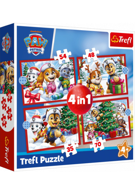 Trefl Puzzle 4v1 Paw Patrol Vianoce