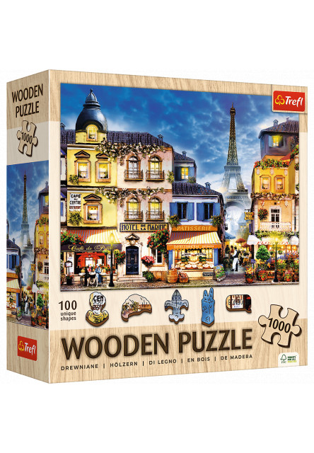 Trefl Drevené puzzle 1000 - Francúzska ulička