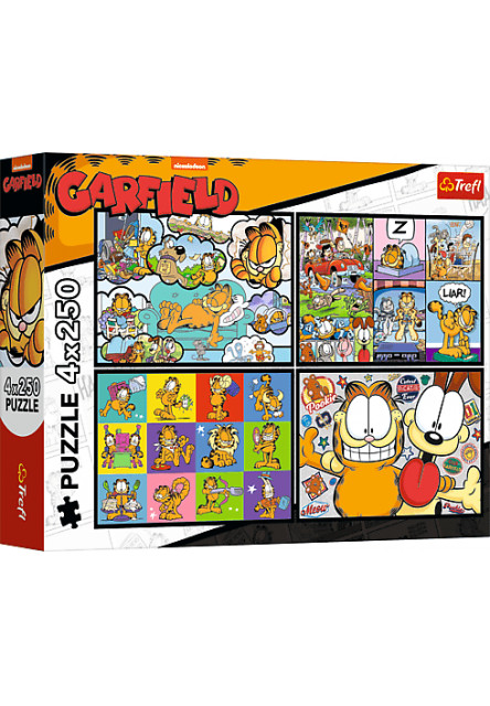 Trefl Puzzle 4x250 Garfield nemá rád pondelky