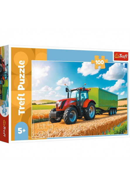 Trefl Puzzle 100 Poľnohospodárska technika - Traktor s prívesom