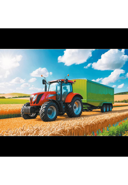 Trefl Puzzle 100 Poľnohospodárska technika - Traktor s prívesom
