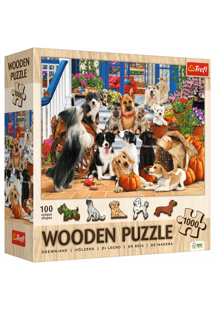 Trefl Drevené puzzle 1000 - Psie priateľstvo
