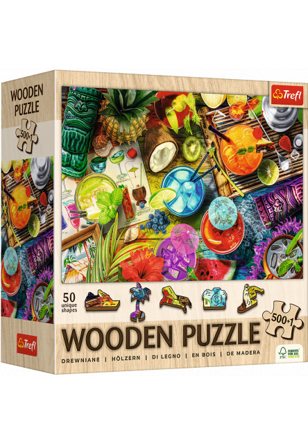 Trefl Drevené puzzle 501 - Farebné koktaily