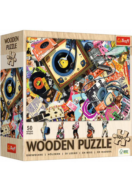 Trefl Drevené puzzle 501 - Vo svete hudby