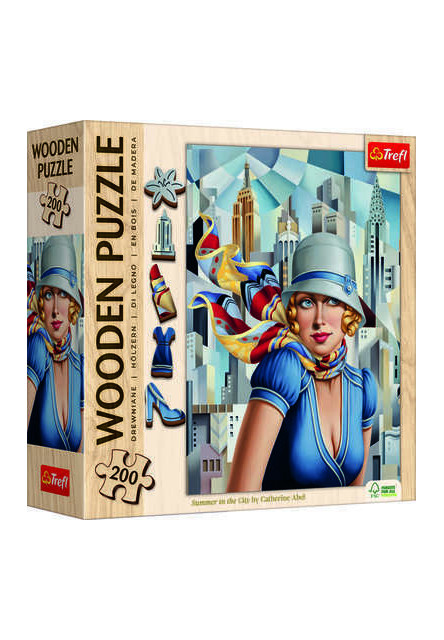 Trefl Drevené puzzle 200 - Leto v meste