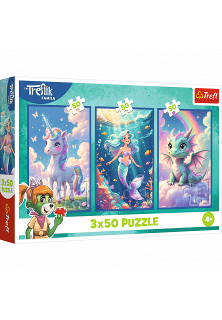 Trefl Puzzle 3x50 Rodina Treflíkov / Spolu vo farebnom svete