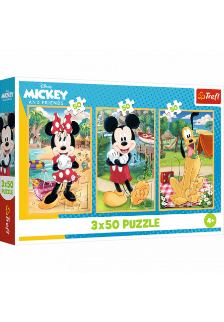 Trefl Puzzle 3x50 Mickey Mouse a priatelia / Myška na dovolenke