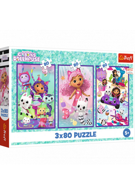 Trefl Puzzle 3x80 Farebné dni Gabby