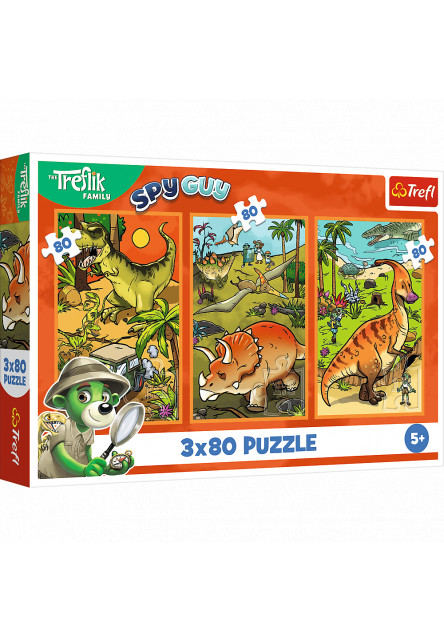 Trefl Puzzle 3x80 Treflíci vo svete dinosaurov