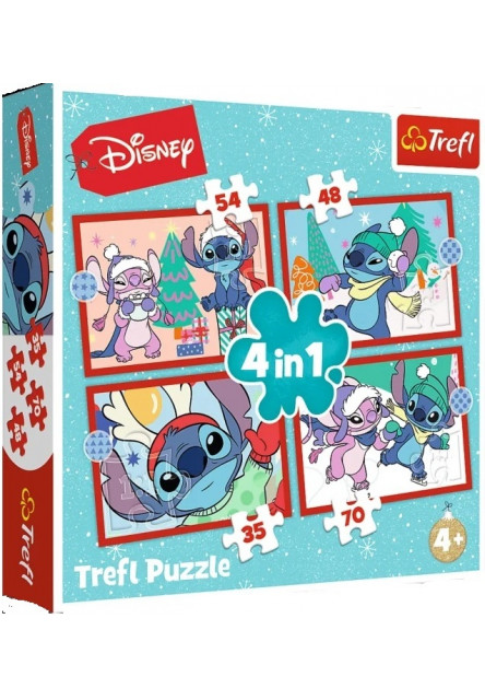 Trefl Puzzle 4v1 Stitch Xmas