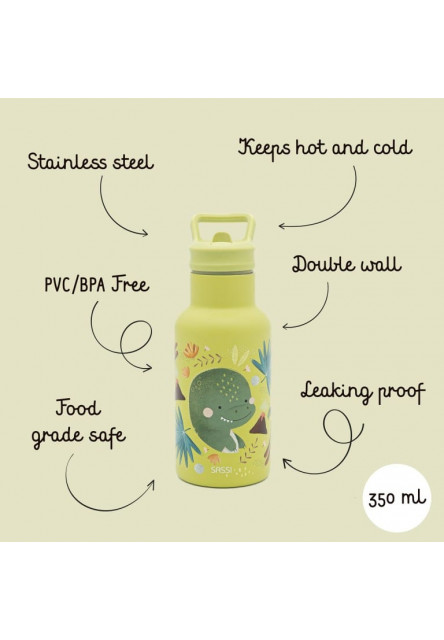 Termofľaša so slamkou  - cracky the dinosaur - 350ml