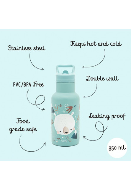 Termofľaša so slamkou  - munchy the bear - 350ml