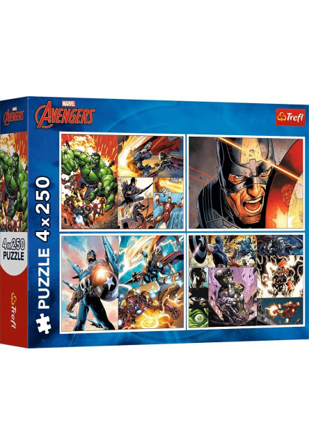 Trefl Puzzle Marvel 4 x 250 dielikov Hrdinské dni