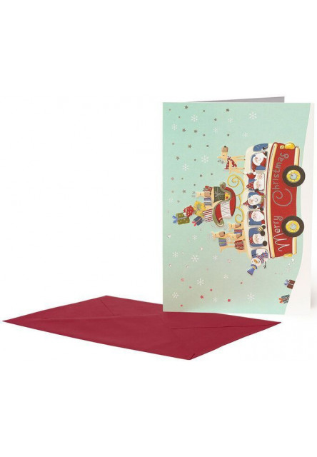 Vianočné prianie Legami Christmas Greeting Cards - 11,5X17 - Santa Bus