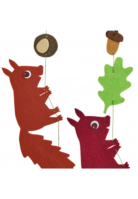 Kreatívna sada Prvé navliekanie plstená girlanda Veverička